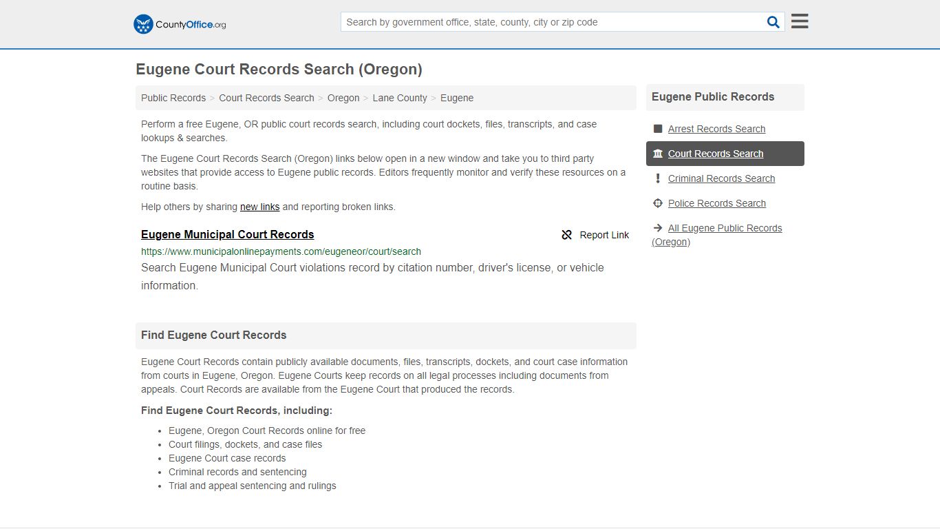 Eugene Court Records Search (Oregon) - countyoffice.org