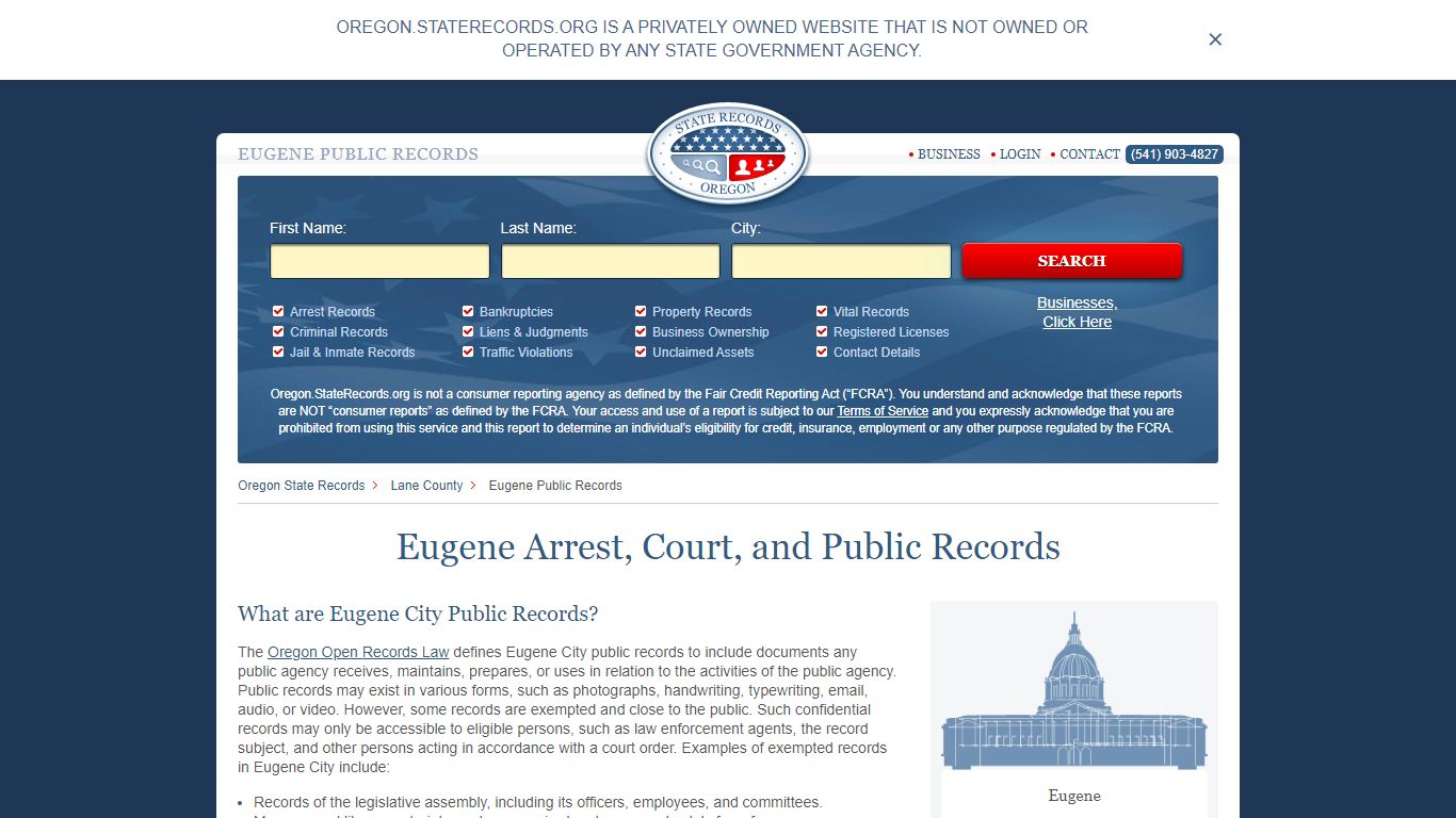 Eugene Arrest and Public Records | Oregon.StateRecords.org